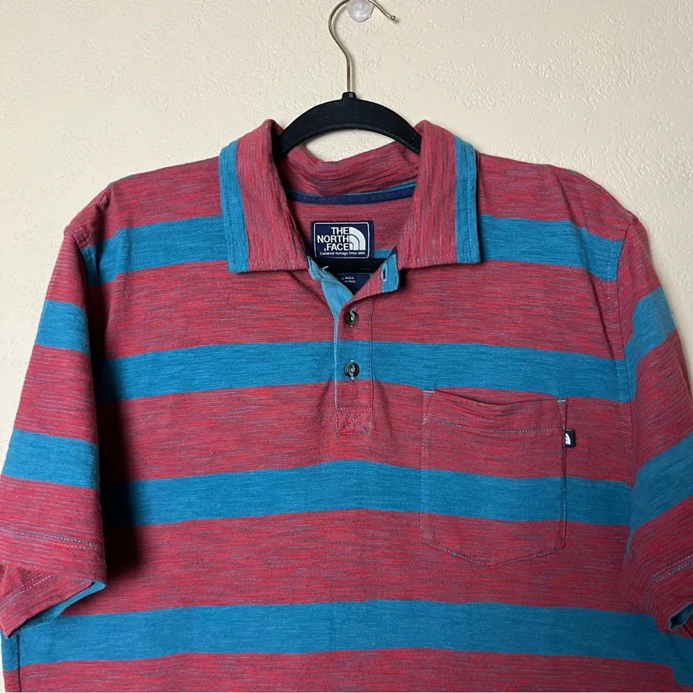 The North Face Lot Of 2 Polo Shirt Mens Large Striped Cotton Outdoors Size Large